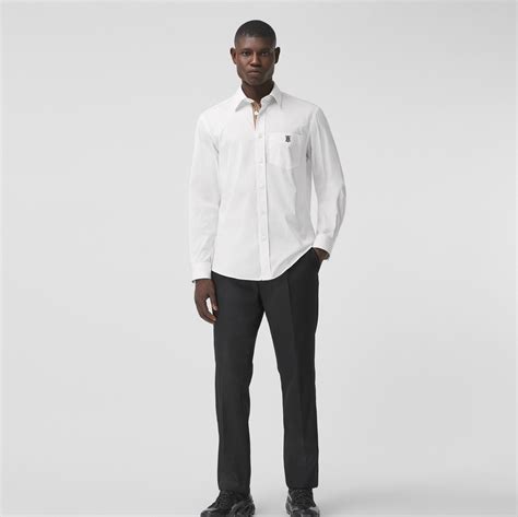 camiseta burberry branca|Camisa de algodão stretch (Branco) .